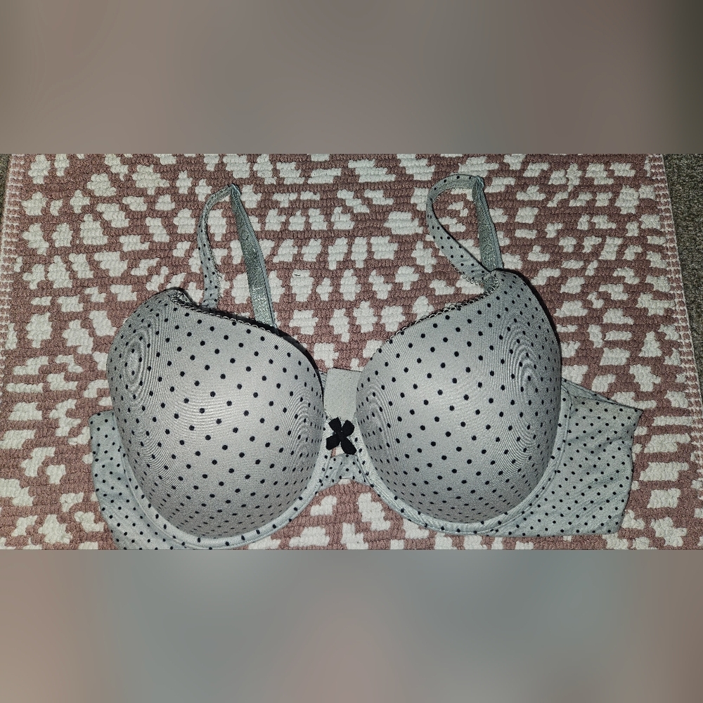 Victoria's Secret Blue and Black Polka Dot Push Up Bra